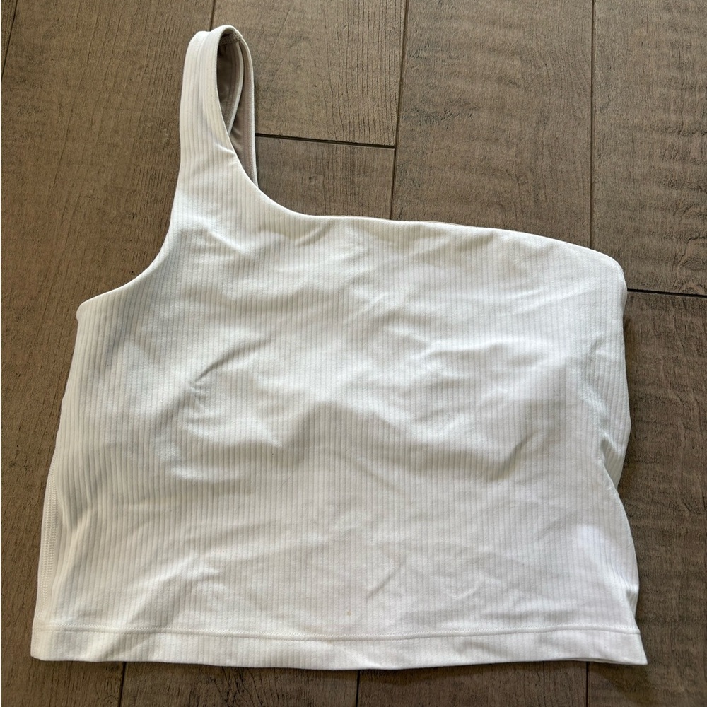 Lululemon athletica White One-Shoulder crop ribbed Tank Top